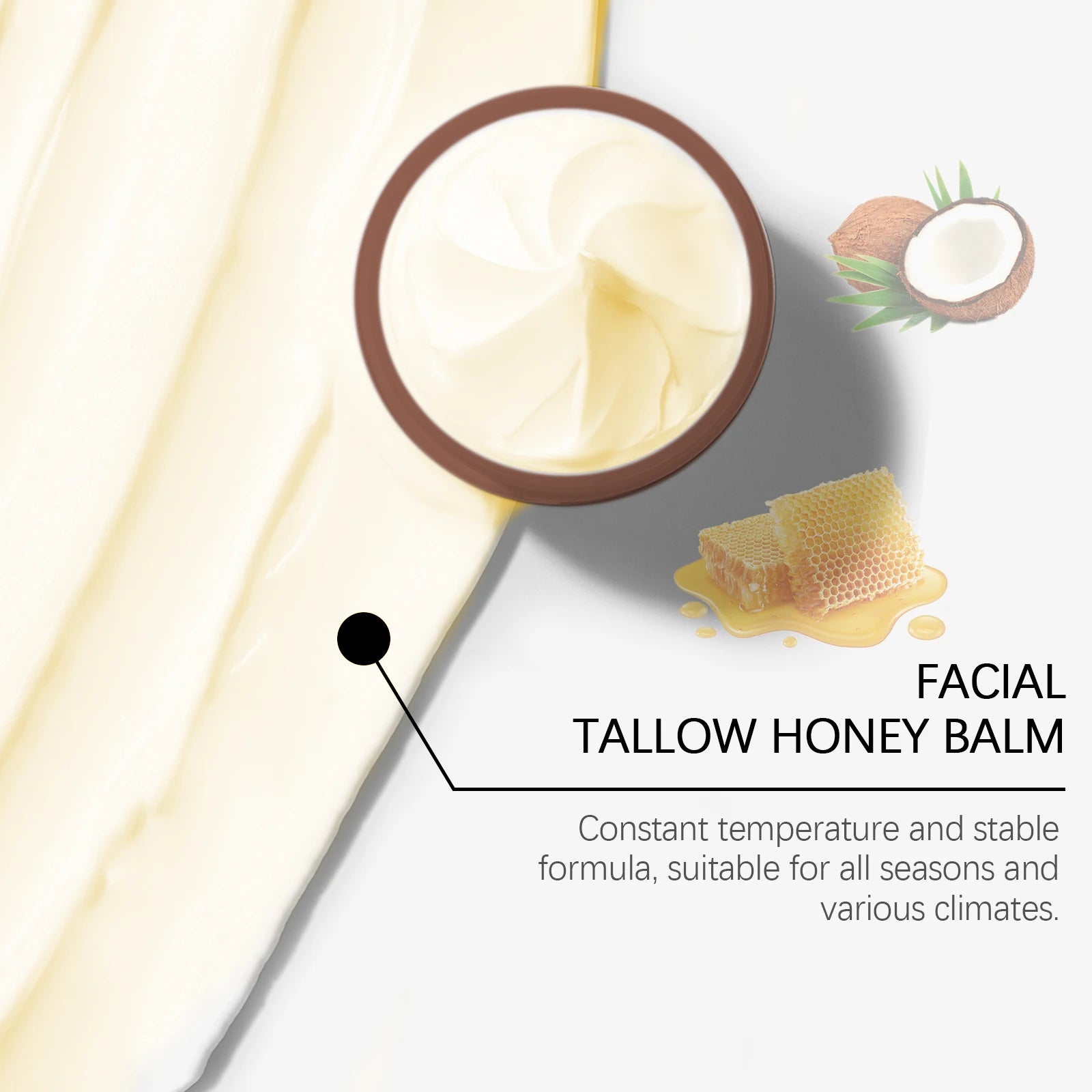 OUHOE Winter Skincare Facial Tallow Honey Balm Long-lasting Moisturizing Prevent Dryness Deep Nourish Skin Relieve Sensitivity