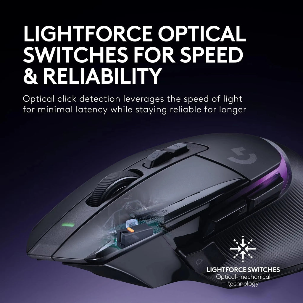 Logitech G502 X Plus Wireless Gaming Mouse - LIGHTSPEED Optical, LIGHTFORCE Switches, LIGHTSYNC RGB, HERO 25K Sensor for PC/Mac