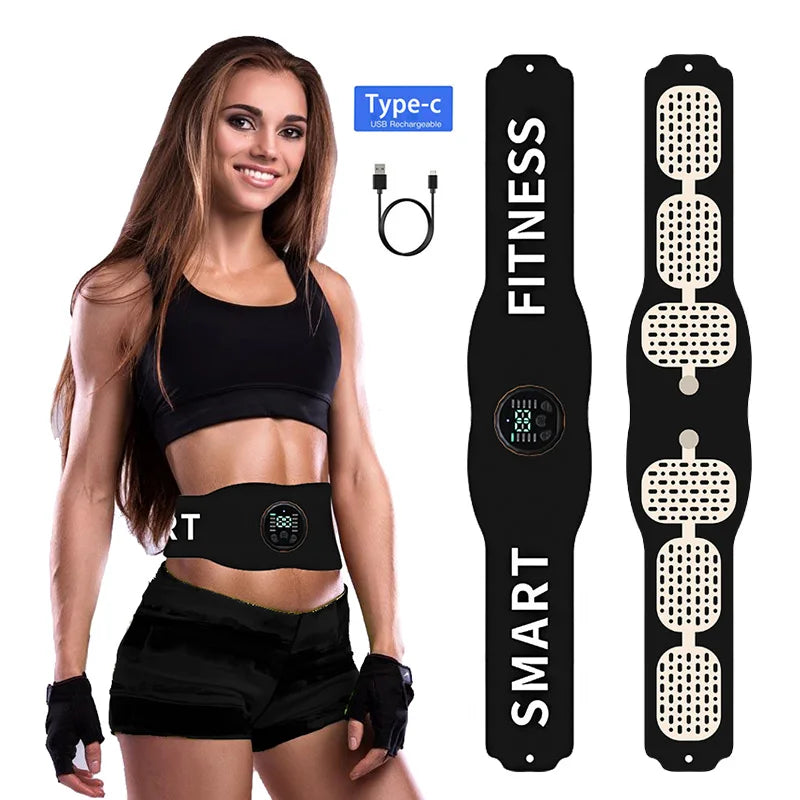EMS Abdominal Toning Belt - Rechargeable Electric Muscle Stimulator Body Shaping Massage Equipment Tidesmit