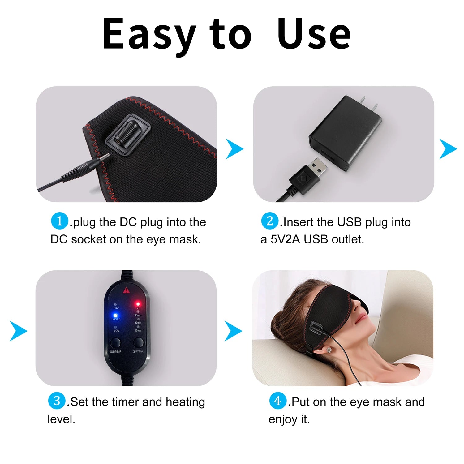 Heated Eye Mask for Dry Eyes | 3-Level Heat Therapy & Massage - Tidesmit Massage Cushion Tidesmit