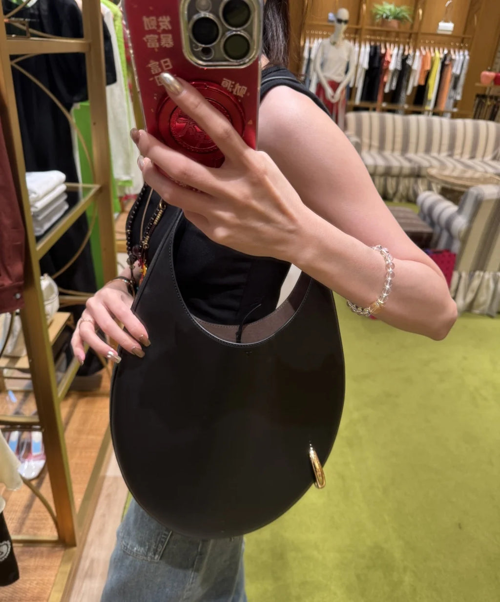 2025 summer new large crescent pipa bag imported top layer cowhide armpit bag single shoulder crossbody bag