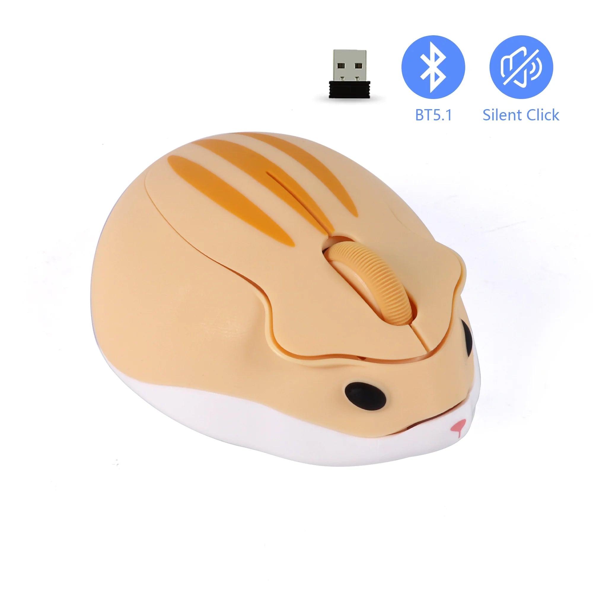 Mini Wireless Mouse 3D Cute Hamster 2.4G Bluetooth Dual Mode Connectivity Long Battery Life Mute USB Optical Mouse For Laptop PC