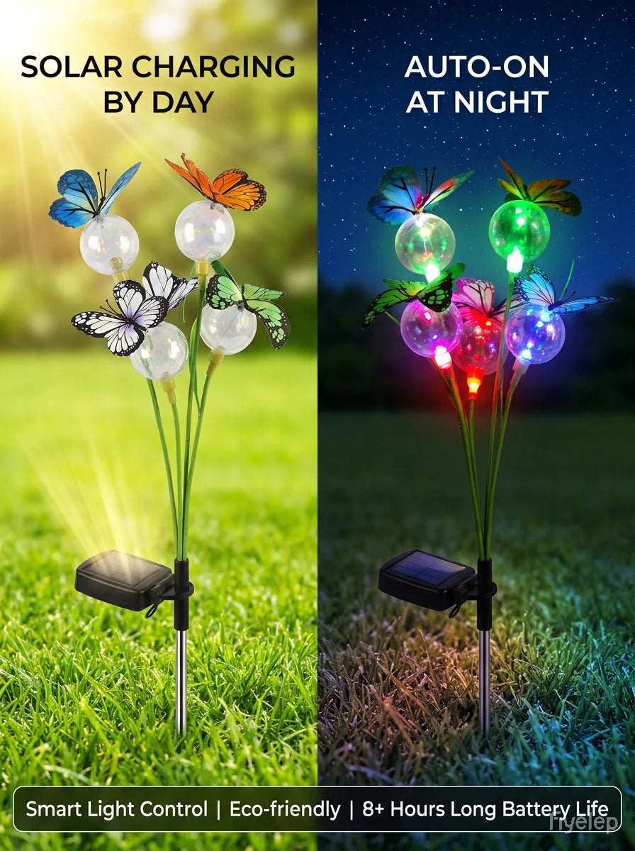 Solar Outdoor Light Butterfly Bobble Ball Swing Lamp Garden Yard Lawn Landscape Decor Light