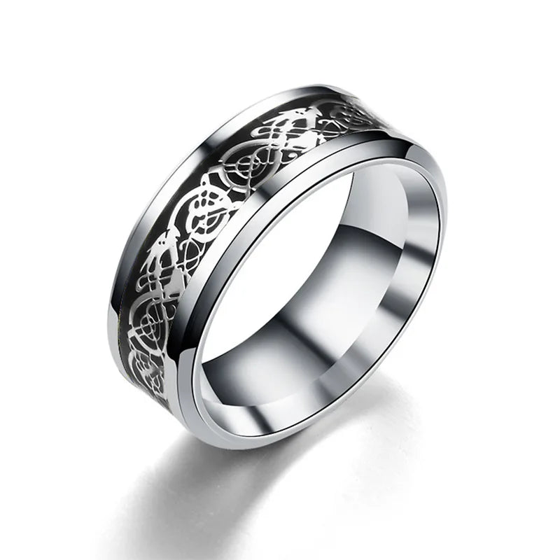 Smart Health Ring - 8mm Stainless Steel Biometric Fitness Tracker Silver Black Tidesmit