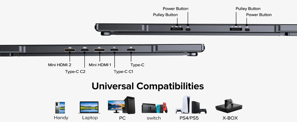 UPERFECT Delta Max Touch 18.5" 100Hz Stacked Monitor Laptop Touchscreen Folding Dual Mobile Computer Display W/ USB C Mini HDMI