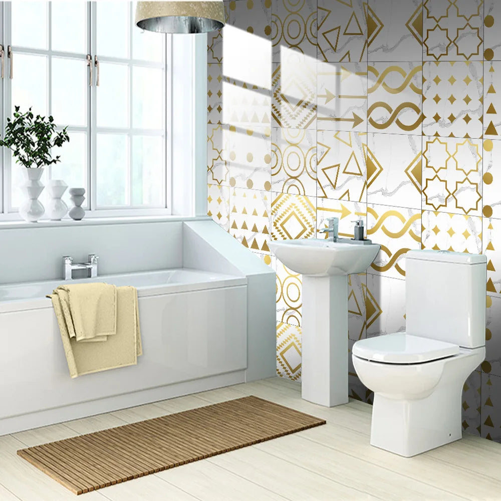 10pcs Crystal Tile Wall Stickers Self-Adhesive Kitchen Tiles PVC Backsplash Stickers Peel and Stick Bathroom Faux Stone Effect