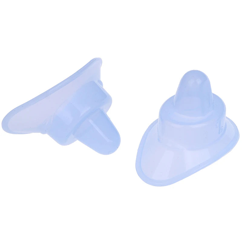 Two soft blue silicone eyewash cups for rinsing and cleaning eyes, reusable medical-grade eye bath cups.