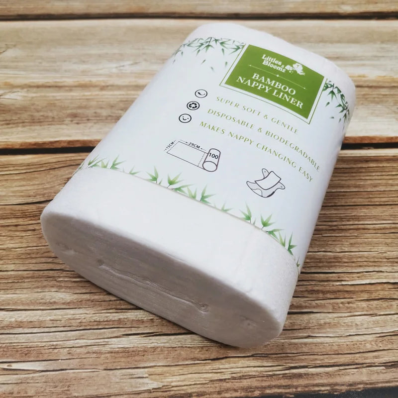10PCs 100% Biodegradable & Flushable Nappy Liners Cleaning Diaper Insert Cover Wipes one set for 4 Rolls Bamboo Liners one set