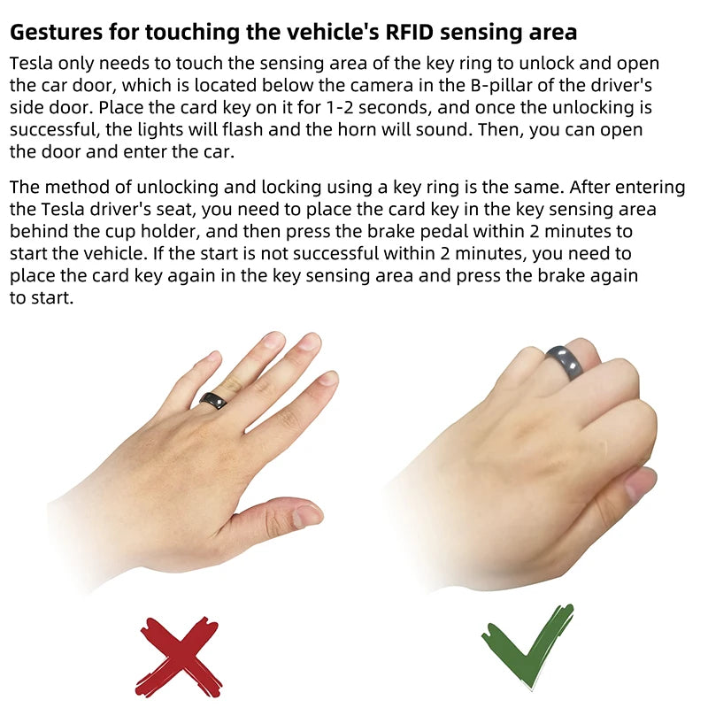 Smart NFC Ring for Tesla Model 3 and Y Replace Unlock Door Keycard,13# 72mm US Size--Tidesmit-Tidesmit