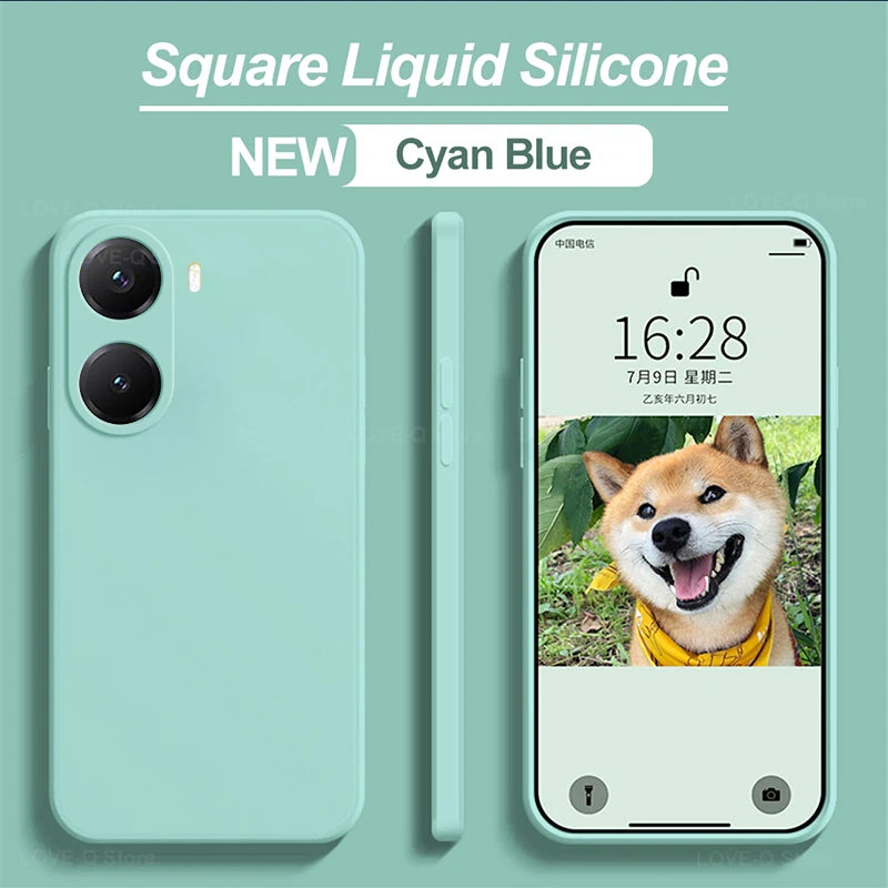 Poco X7 Pro Liquid Silicone Case: Shock-Absorbing Slim Fit Cover Cyan Blue Tidesmit