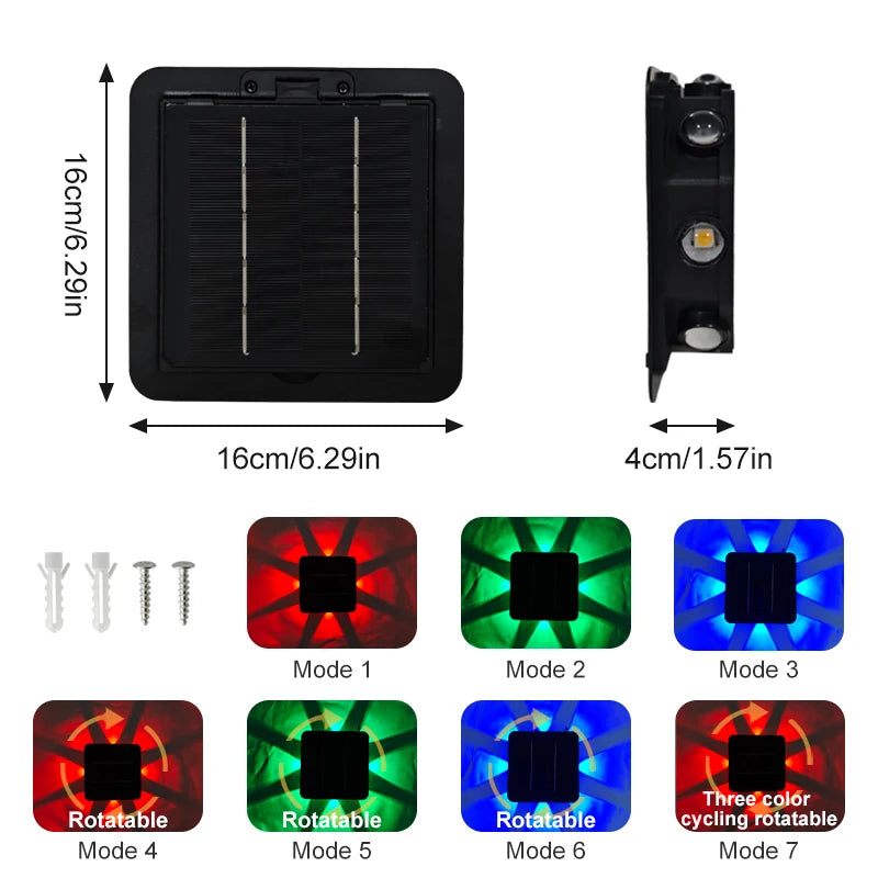 RGB Solar LED Wall Light 8 LEDs Up Down Lighting Waterproof Outdoor Garden Courtyard Decoration Lamp