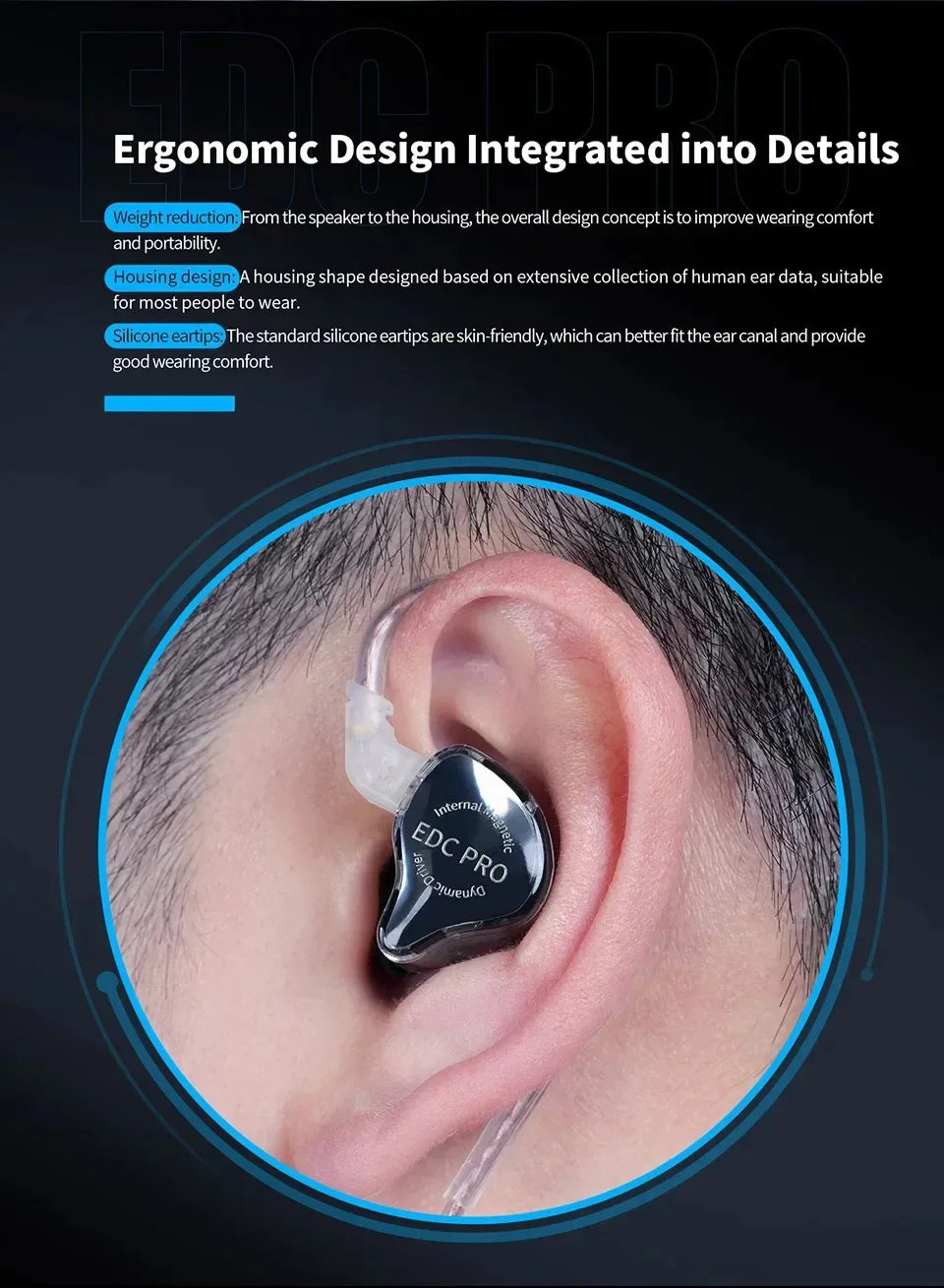KZ EDC Pro HiFi In-Ear Monitor Wired Earphones by Tidesmit Tidesmit