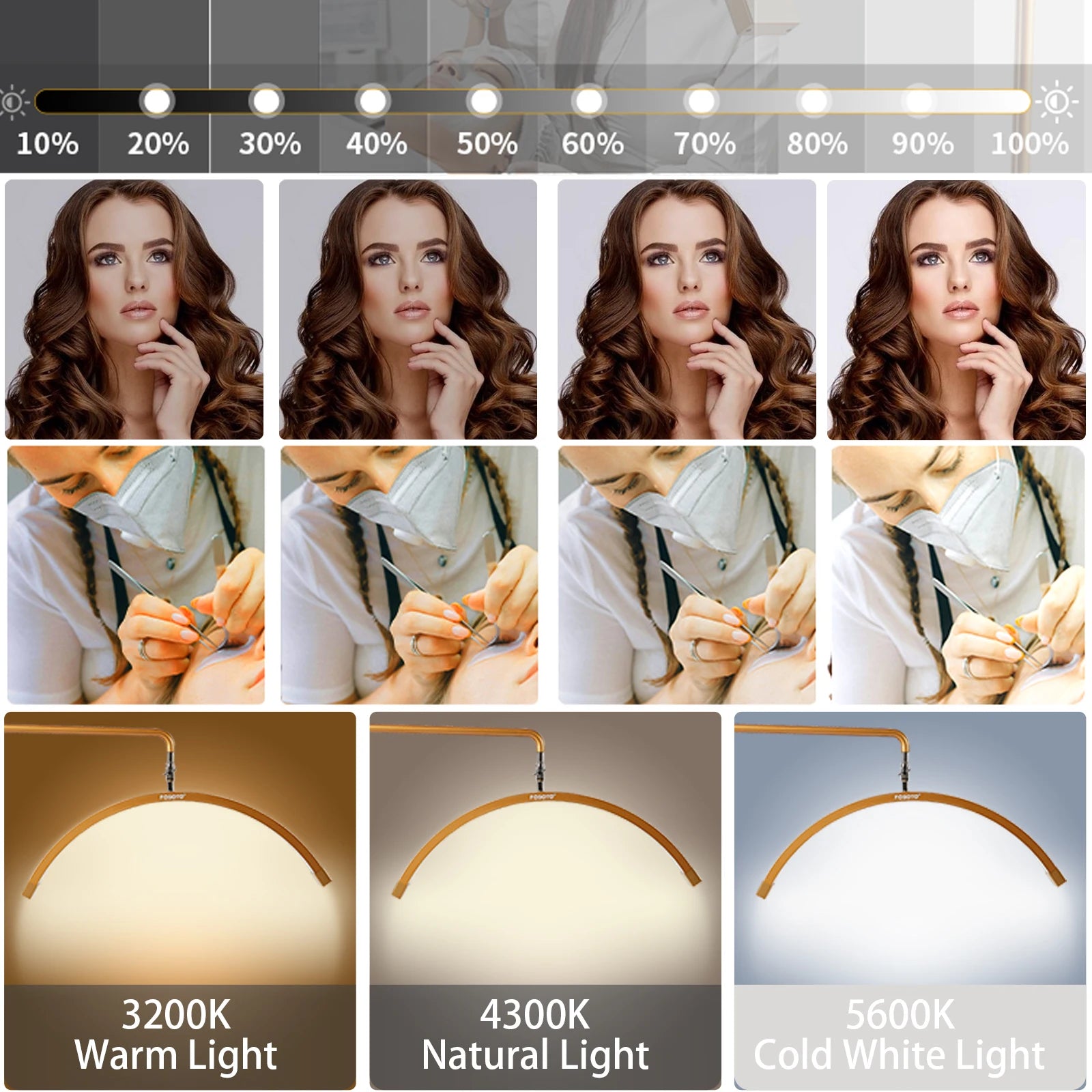 Half Moon LED Lash Light with Floor Stand - Adjustable Beauty Lamp Tidesmit