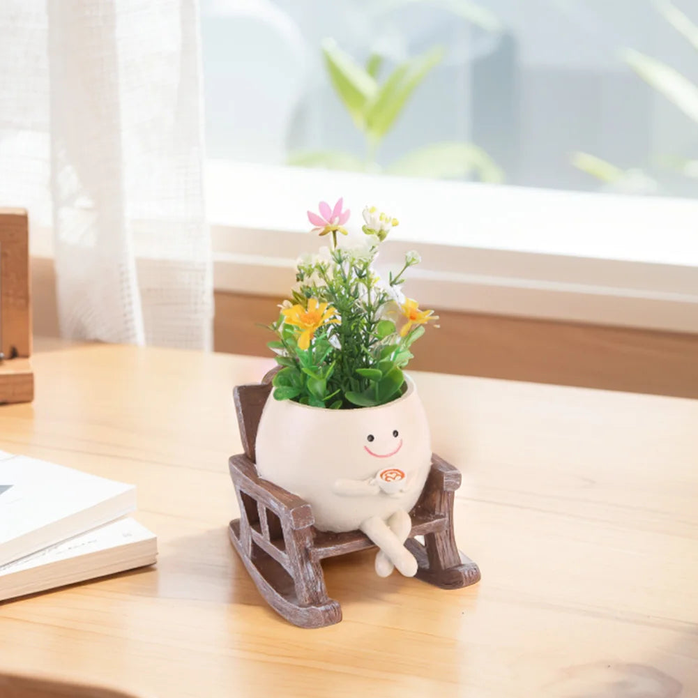 Creative Rocking Chair/Swing Face Succulent Pot Plant Pot Succulent Planter Home Garden Supplies for Indoor Outdoor Plants