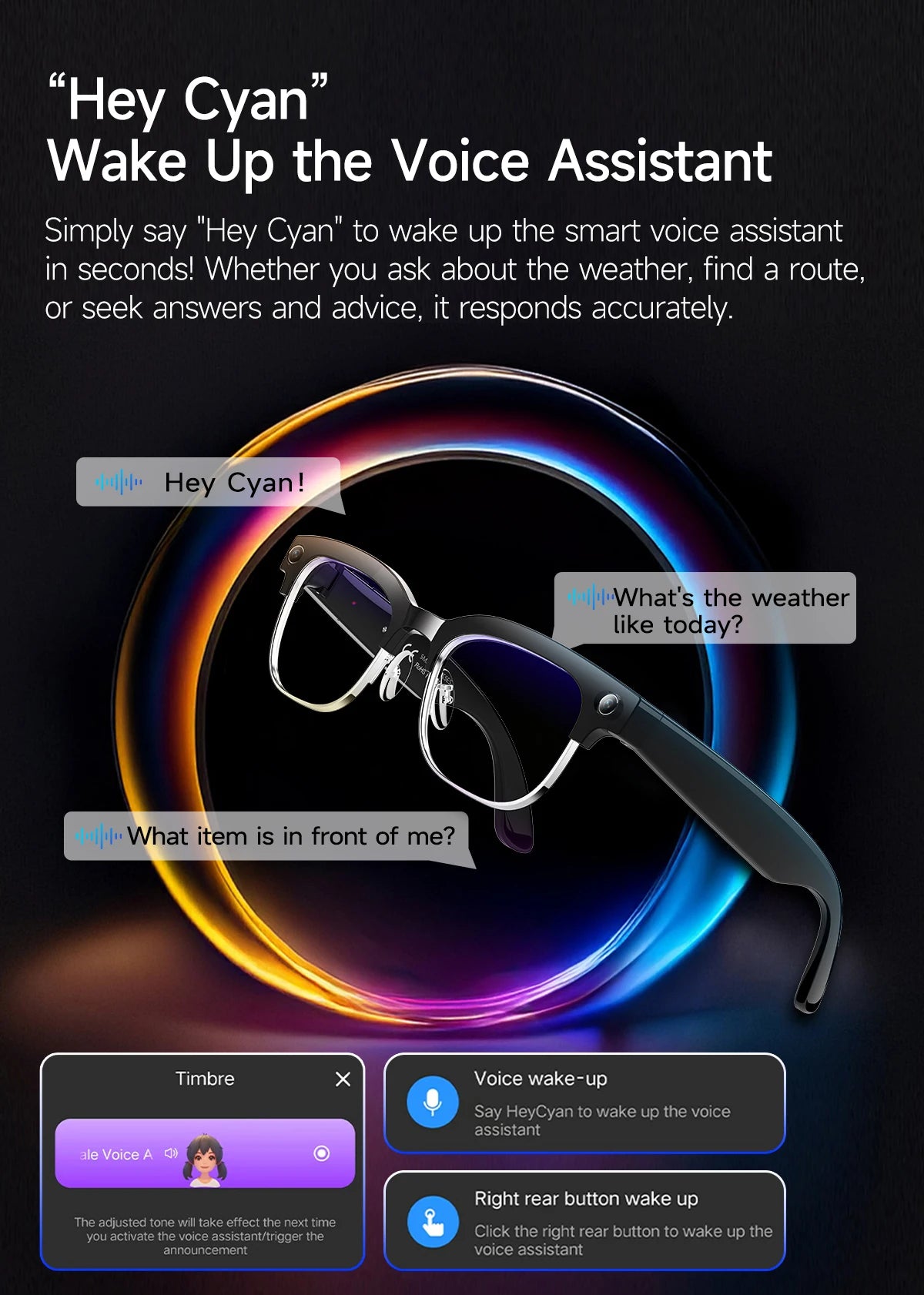 AI Smart Glasses with 8K Camera - Black Bluetooth Mixed Reality Headset Tidesmit