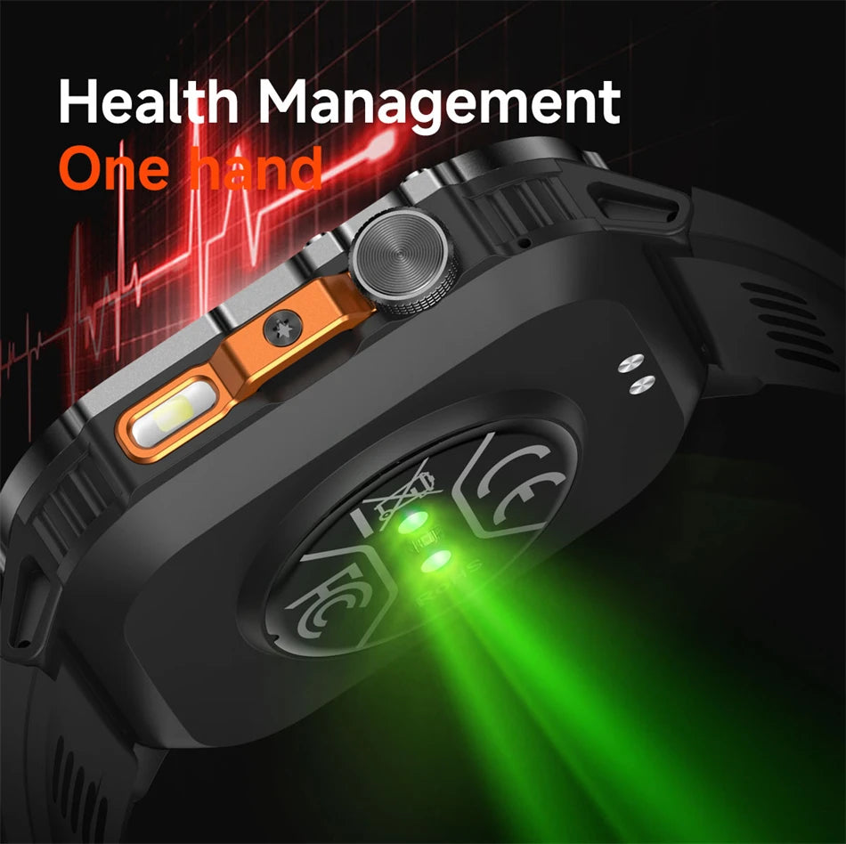 New 1200 mAh Battery Rugged Military Smartwatch Men 5ATM Waterproof Fitness Tracker Health Monitor 100+Sports Call Smart Watches