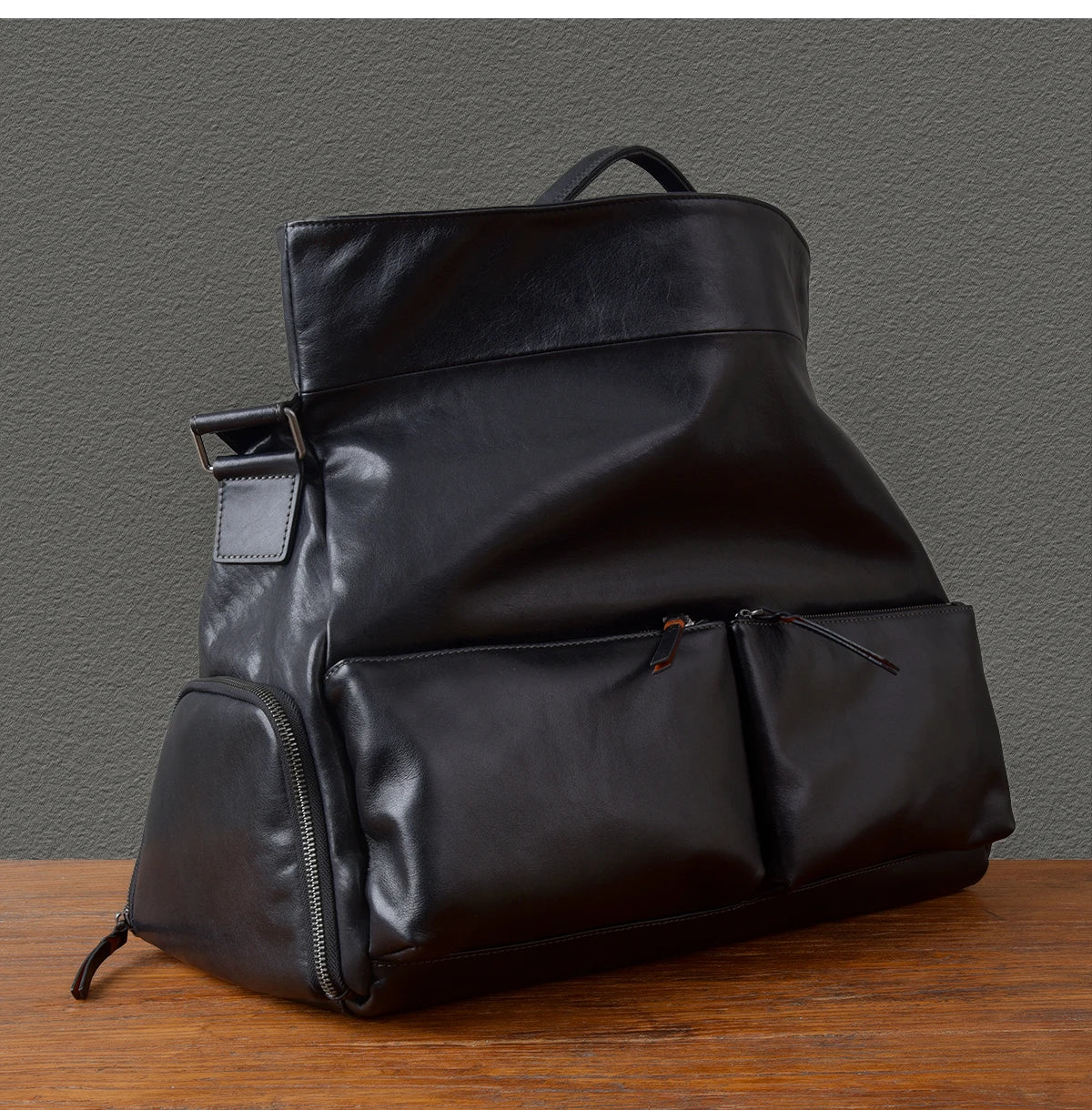 Retro Designer Men New Black Cowskin Genuine Leather Travel Bag Big Capacity Casual Tote Handbag Single Shoulder Crossbody Bag