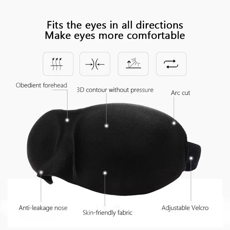 3D Smooth Natural Sleep Mask Fully Adjustable Shoulder Strap Unisex Essential for Travel Peaceful Sleep Blindfold Light Eyepatch