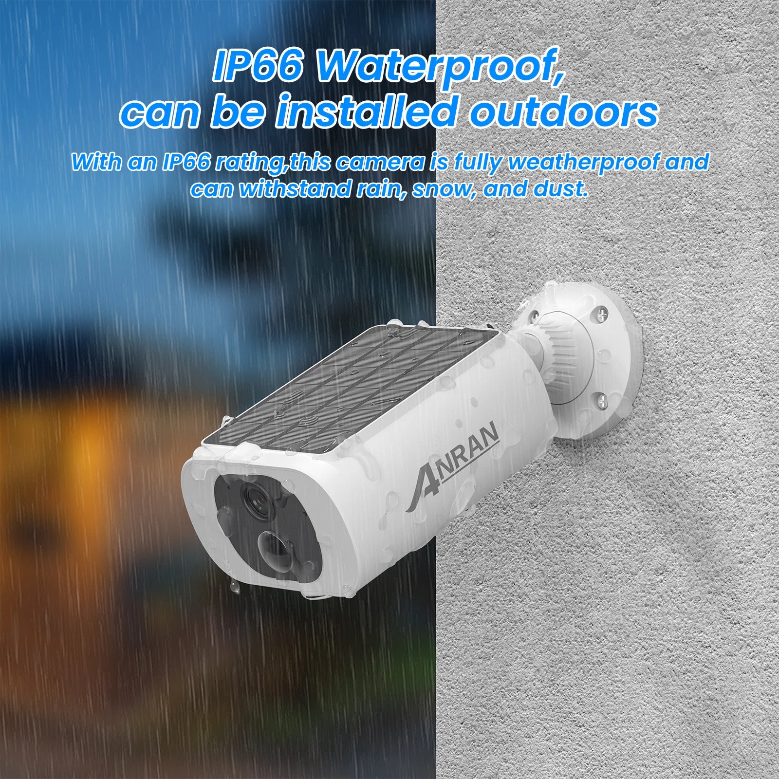 ANRAN 2K Solar Camera Built-in Battery 3MP 2.4G WIFI Security Camera Flood lights Free Basic Cloud Storage Color Night Vision