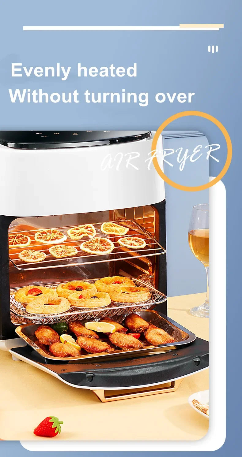Air Fryer Household Large Capacity 15L Visual Oil Free Smart Oven Fries Machine 220V 110V US EU 1500W Chicken Frying