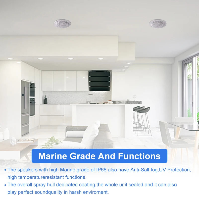 Herdio 4 Inch Ceiling Speaker 160W Waterproof Surround Sound for Kitchen Bathroom Yacht Outdoor Theater Home In-Wall 2-Pack