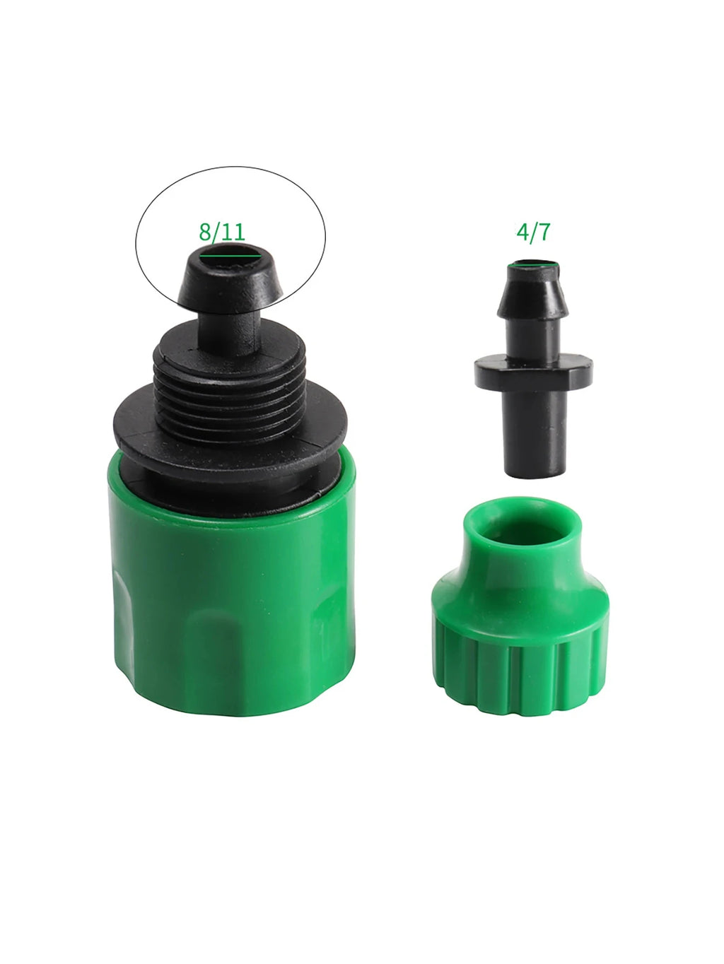 2Pcs Quick Coupling Adapter with 1/4 (ID 4mm) or 3/8'' (8mm) Barbed Connector for Irrigation Garden Watering Gardening Tools