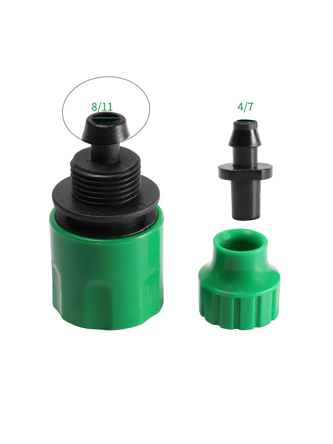 2Pcs Quick Coupling Adapter with 1/4 (ID 4mm) or 3/8'' (8mm) Barbed Connector for Irrigation Garden Watering Gardening Tools