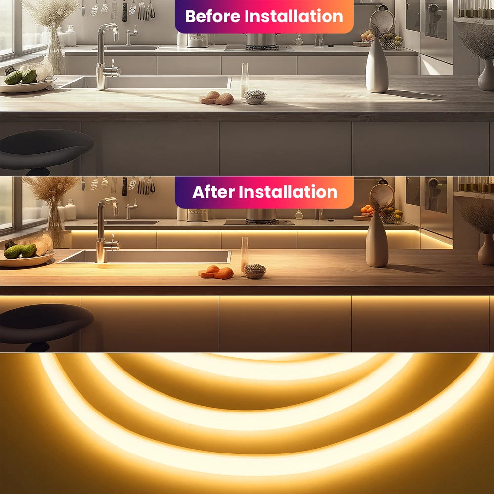 220V Dimmable COB Led Strip Light ON/OFF Dimmer Waterproof 288Leds Flexible Neon Lamp Home Decor EU Power Kit Warm Natural White