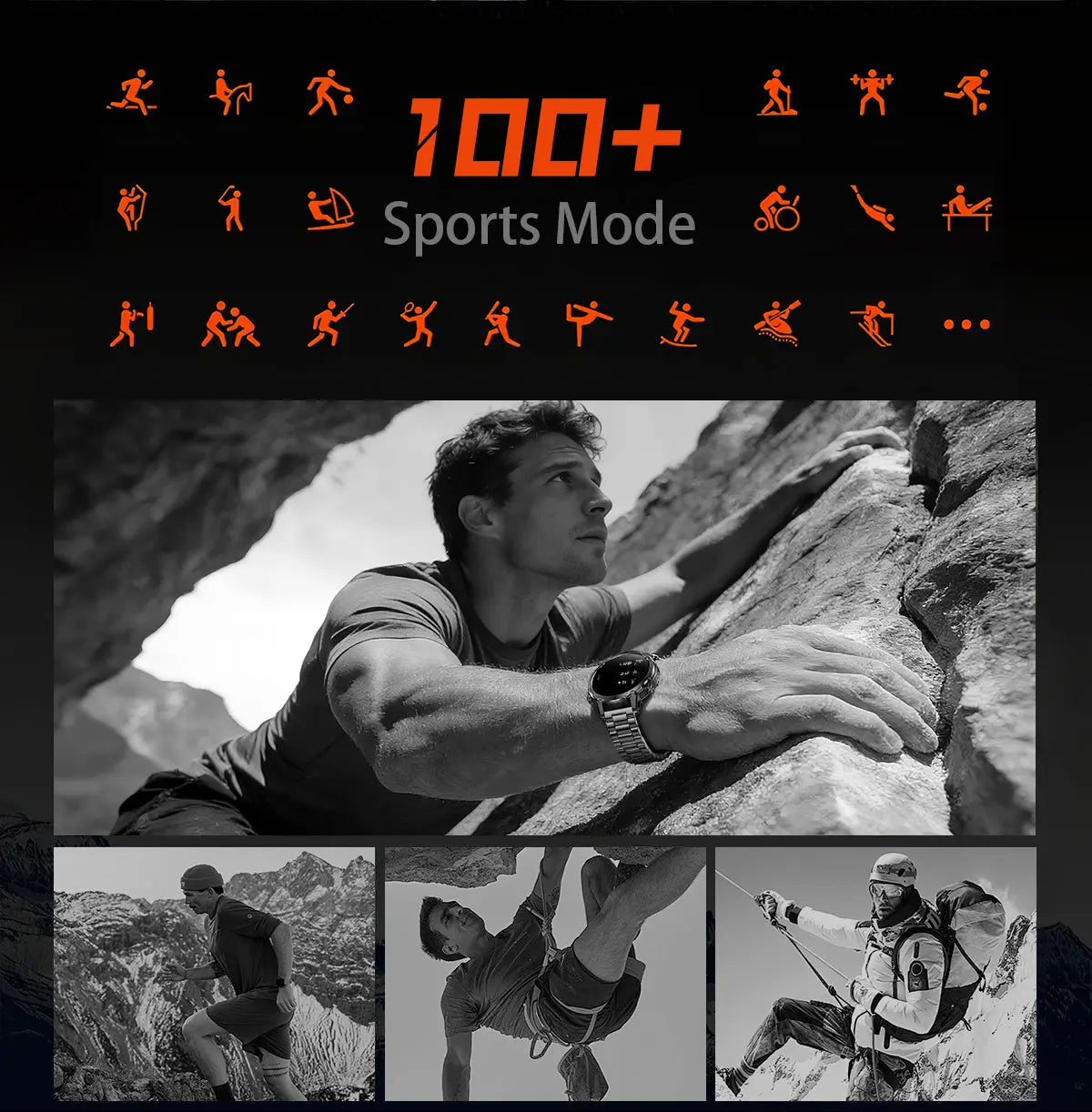 New Military ULtra 1400mAh Huge Battery SmartWatch Two Flashlight 10ATMan Waterproof HD Call 1.73“ 100+Sports Smart watch Man