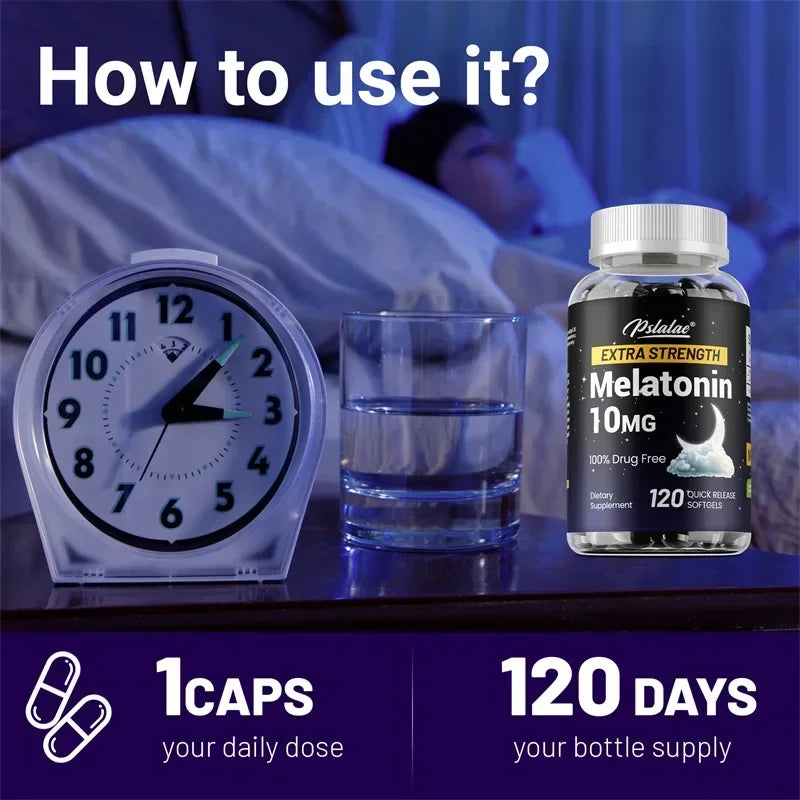 Extra Strength Melatonin - Supports Healthy Sleep Cycles, Improves Sleep Quality, Maintains Gut Health, and Boosts Immunity