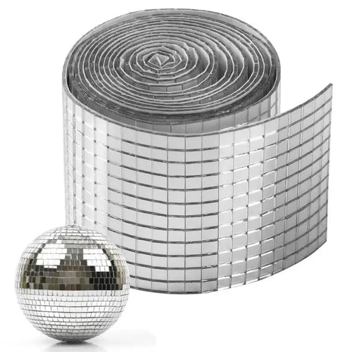 Silver mosaic tile self-adhesive wall sticker roll with mirrored square grid pattern