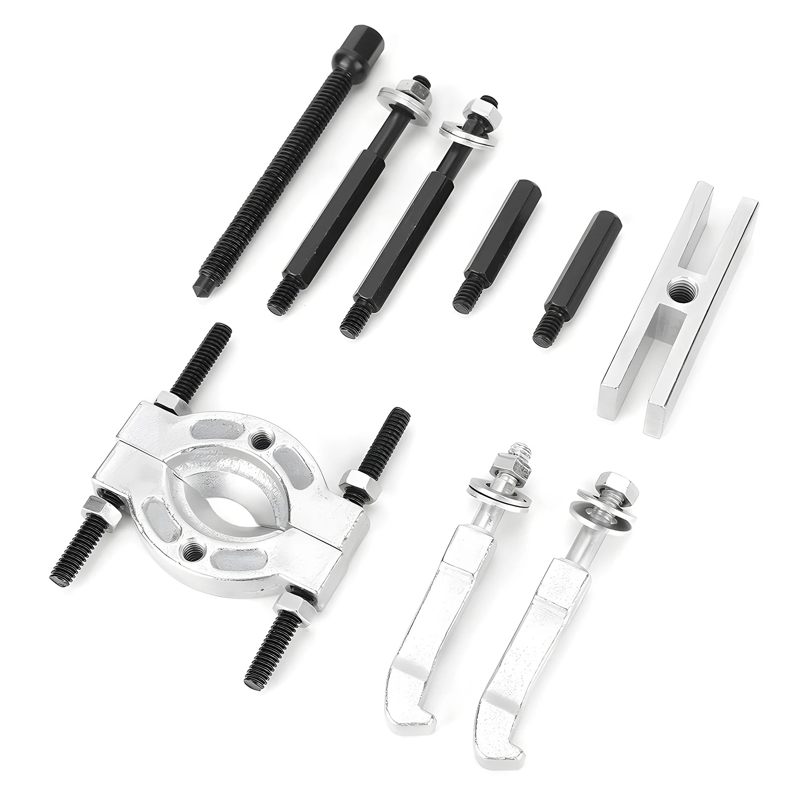 Podofo 9Pcs Bearing Puller Set Mini Bearing Separator 2 Jaw Remover Tool Kit Splitter With Extension Rods Forcing Screw For Car Wheel Hub Axle Pinion Gear Pulley Removal