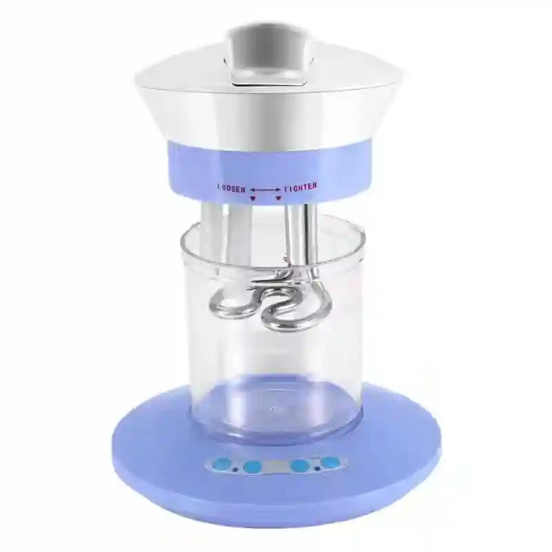 Purple and white professional facial thermal steamer with clear water tank and nano mist heating element for skin care.
