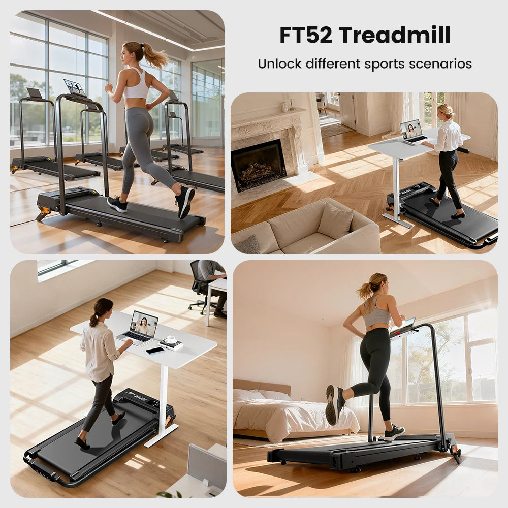 Formill FT51/FT50/FT52 Treadmill 2 In 1 Walking Running Treadmill 0.75-2.5HP Foldable Under Desk Treadmill38*95cm Running Area With Armrest LED Display Oil Drip Hole Indoor Home Gym Exercise Machine