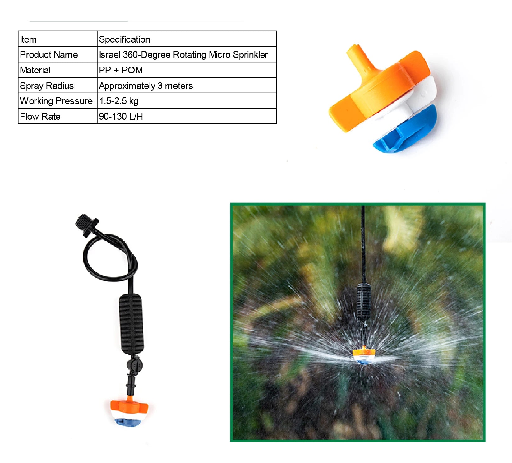 Inverted Micro Sprinkler Nozzle Set 360 Rotating Misting Spray Irrigation Sprayer Cooling Dust Garden Greenhouse