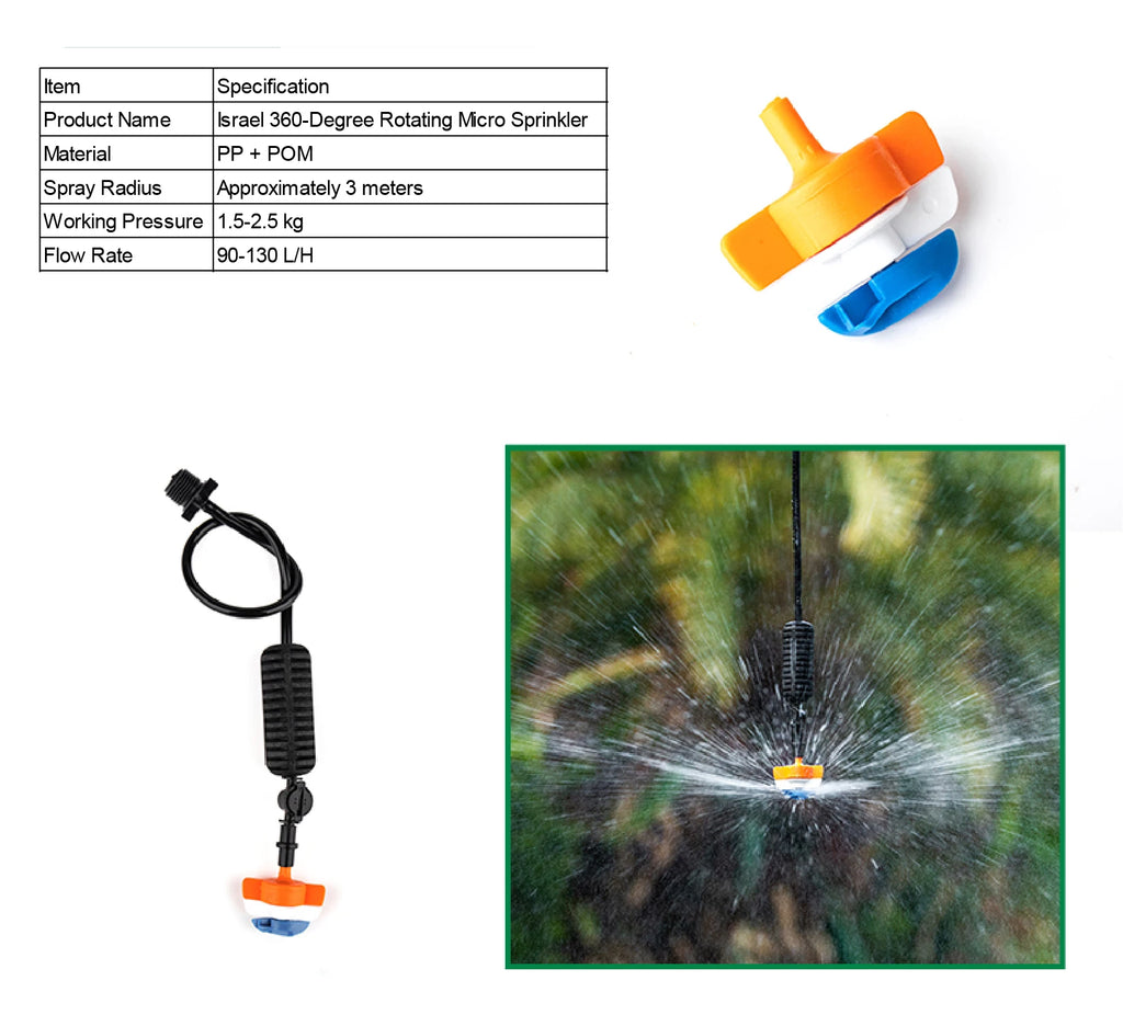 Greenhouse Hanging Mist Sprayer 360° Rotating Irrigation Spray Nozzle Fogging Sprinkler Nozzle for Garden Irrigation