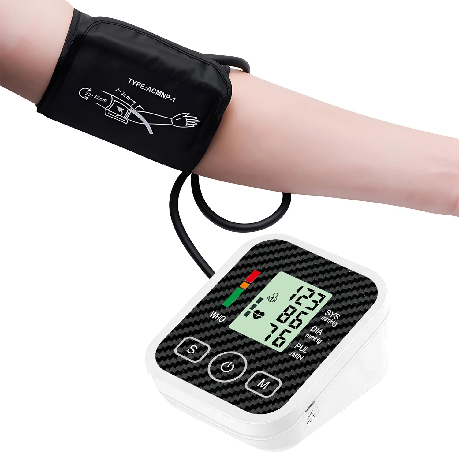 Automatic Digital Upper Arm Blood Pressure Monitor LCD & Cuff Medical Measuring BP & Pulse Rate Blood Pressure Monitors for Home