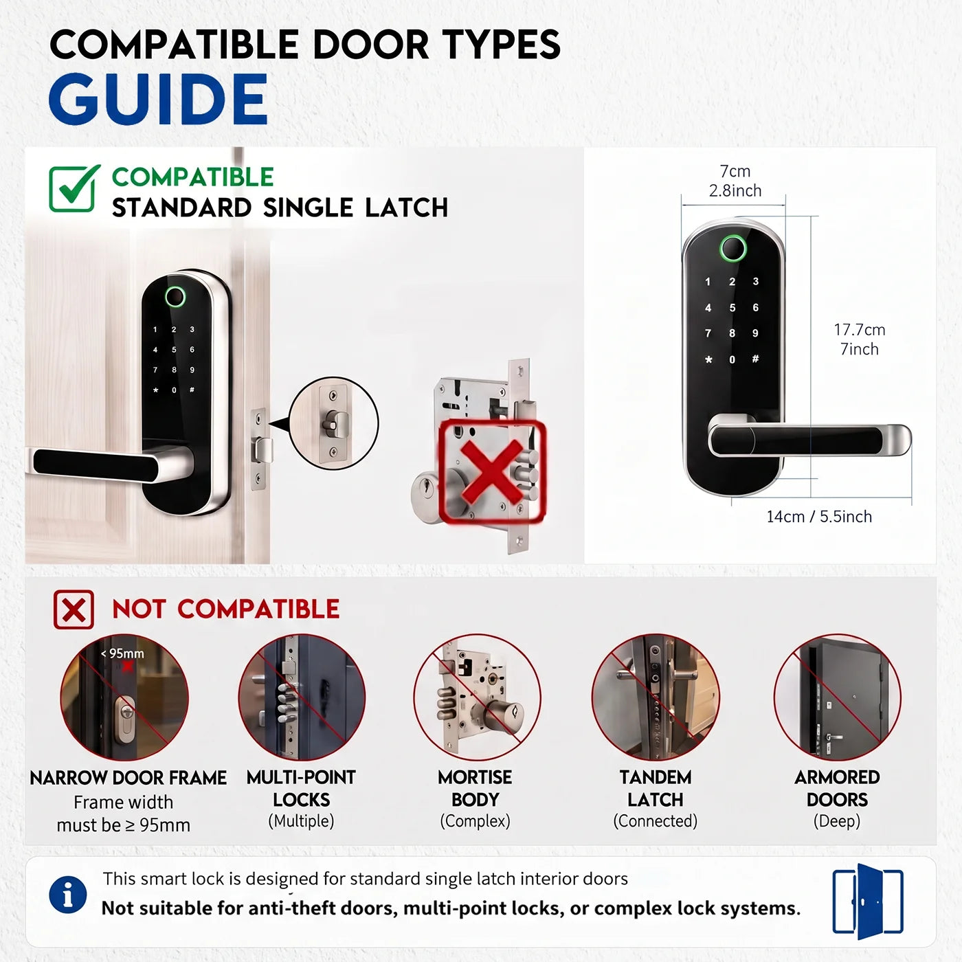 Smart Fingerprint Door Lock App Remote Control Keyless WIFI Digital Touchscreen Lock NFC IP67 Waterproof with 2 IC Cards