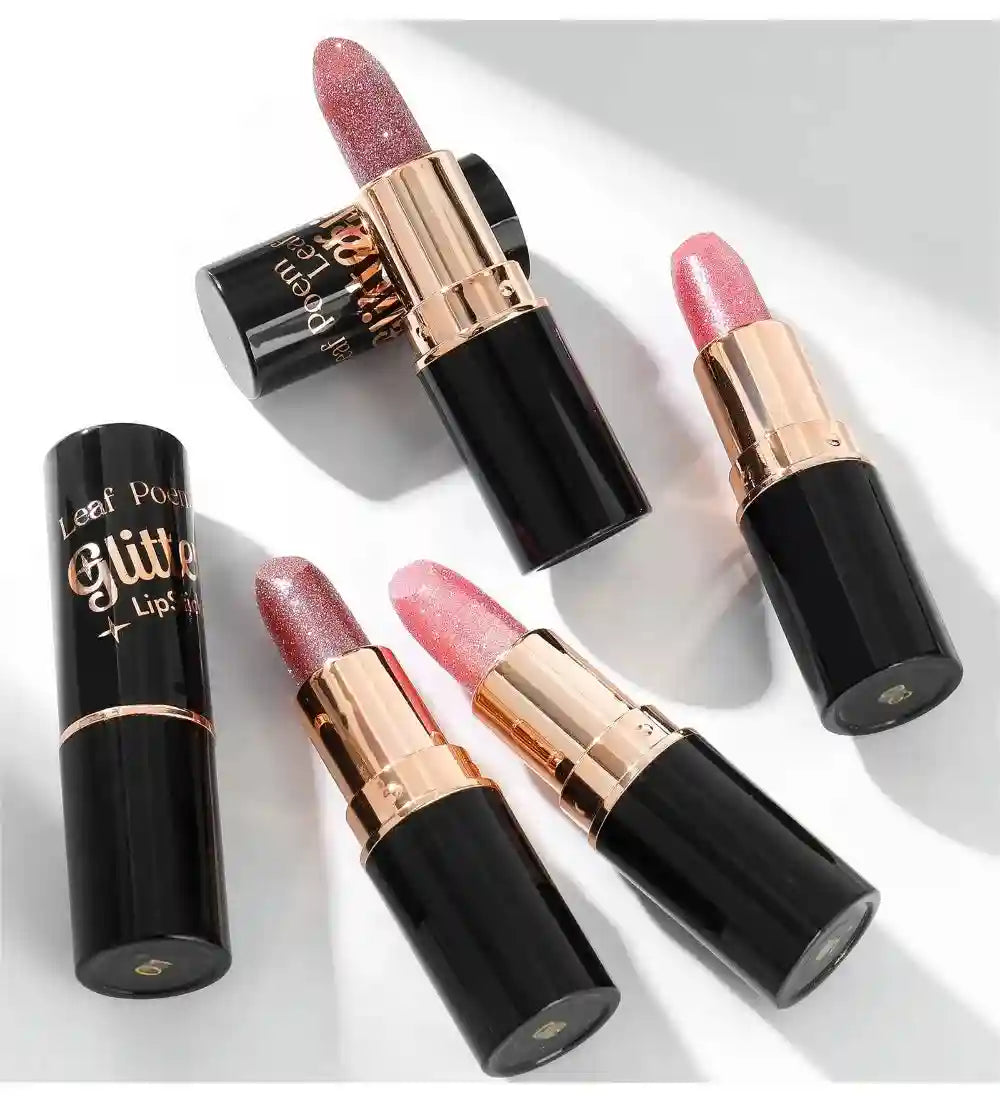 Metallic Glitter Waterproof Lipstick - Long-Lasting Shimmer Formula Lip Care Tidesmit