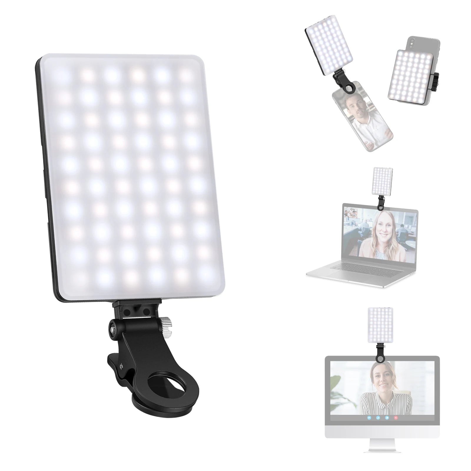 Selfie Light With Clip - 60 LED Rechargeable Ring Light for Mobile Content Tidesmit