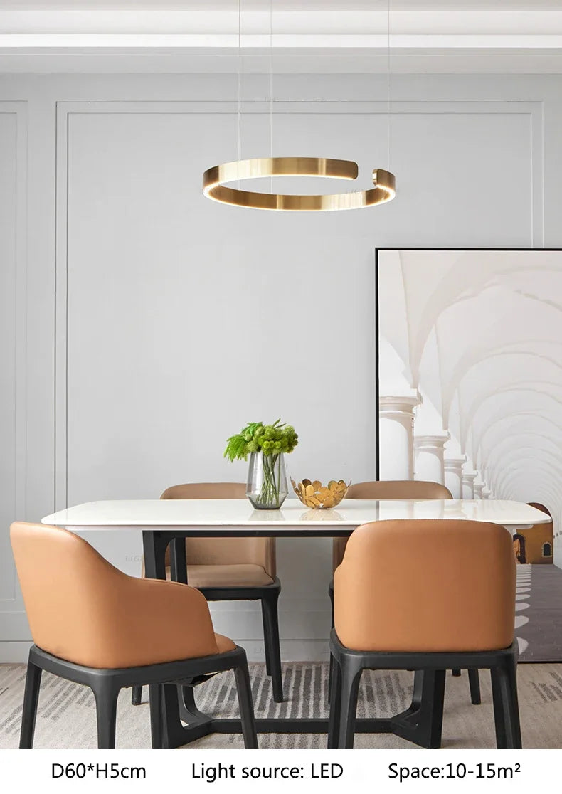 Modern LED Ring Chandelier Pendant Light - Gold & Black Finish Tidesmit