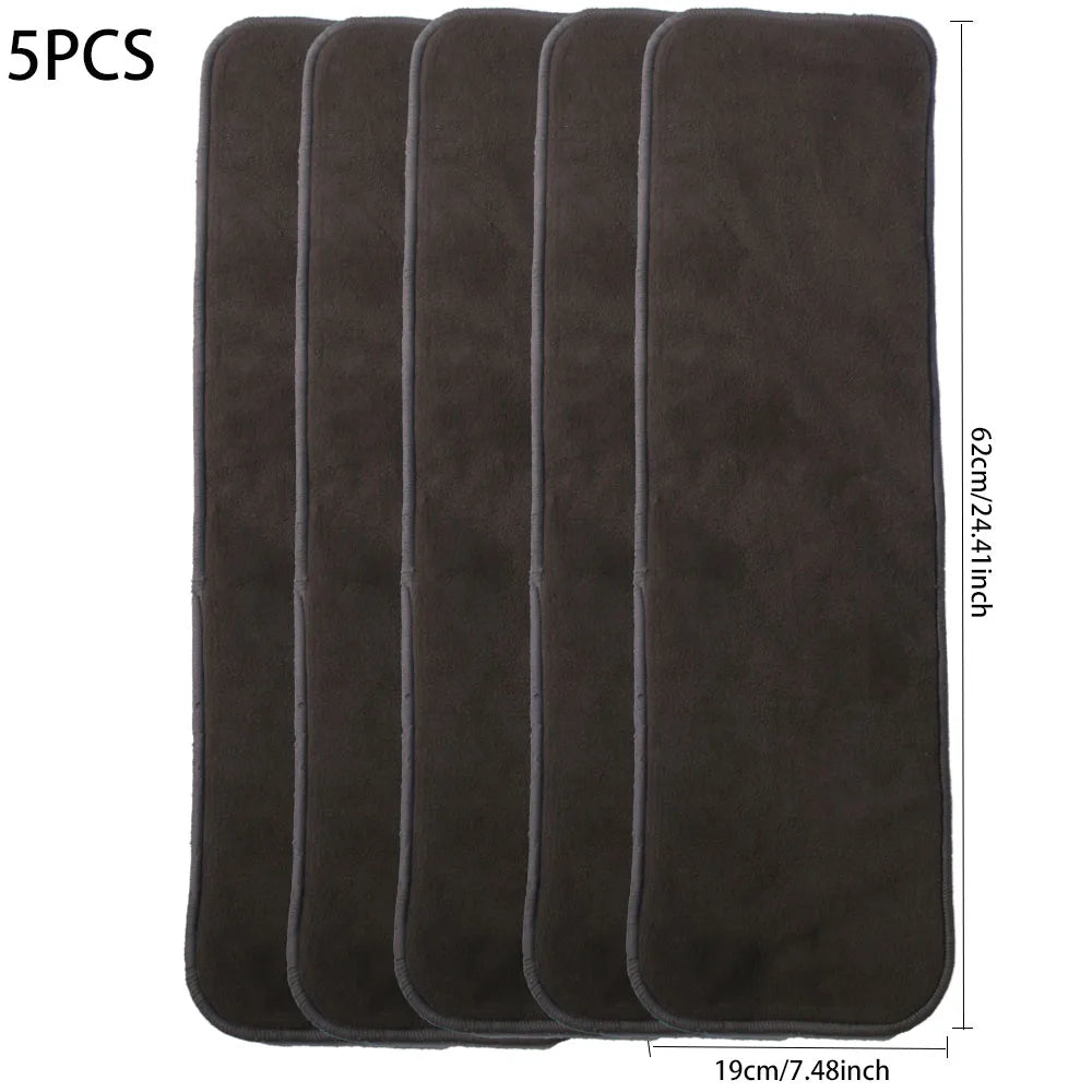 5-pack brown cloth diaper inserts, 24.4x7.48 inch absorbent baby care liners for reusable cloth diapers.