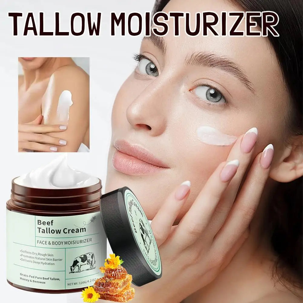2PCS Beef Tallow Honey Moisturizer Cream Brightening Rejuvenation Nourishing Hydrating Redness Repair Pore Women Cosmetics 120g