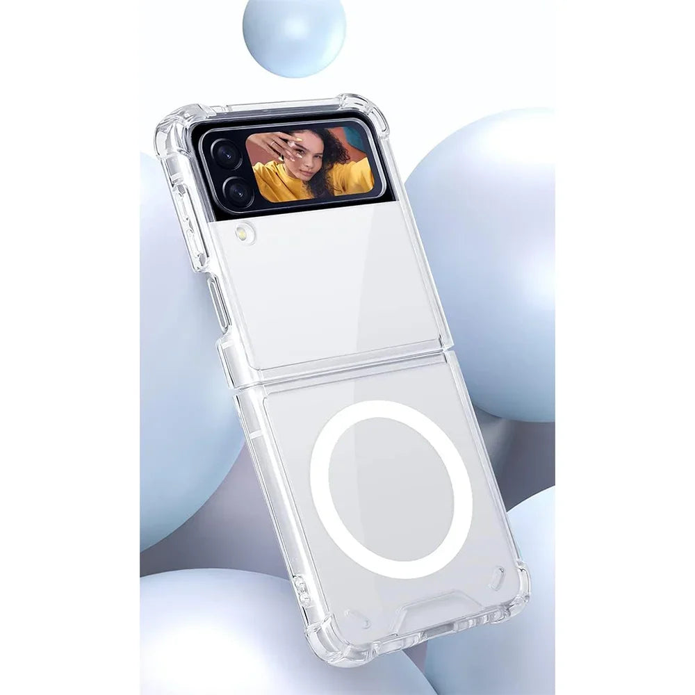 Magnetic Transparent Case for Samsung Galaxy Z Flip 5 – Slim Acrylic Cover Tidesmit