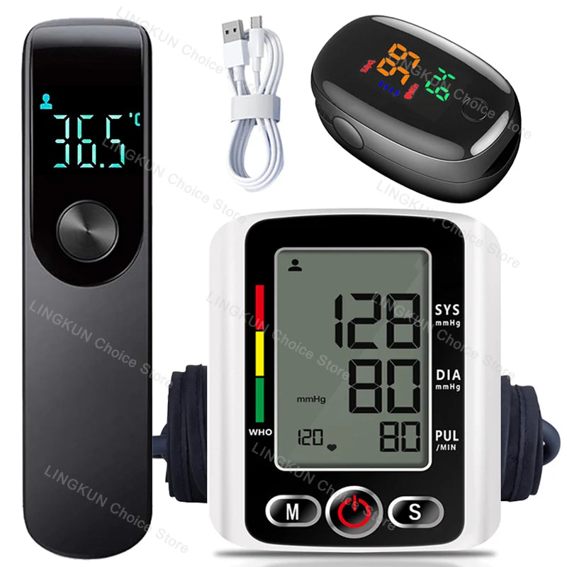 Blood Pressure Monitor Heart rate Meter Large Cuff Sphygmomanometer Health Care Portable Tonometer Digital LCD arm tensiometers