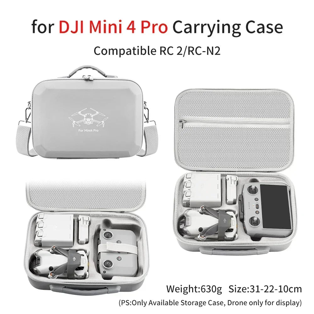 DJI Mini 4 Pro Hard Shell Waterproof Case - Durable Travel Protection Gray(RC2 RC-N2) Tidesmit