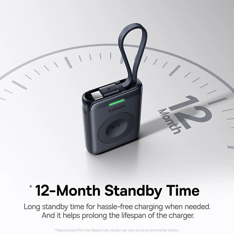 Baseus 5W Magnetic Wireless Charger For Apple Watch USB-C Built-in Cable For Apple Watch S1-S10 SE SE2 Ultra2