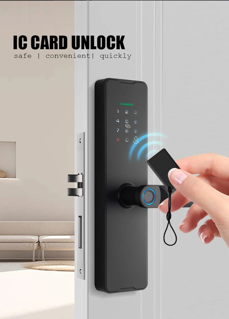 Tuya Wifi Fingerprint Smart Door Lock Digital Electronic Lock Remote Unlock Keyless Security Anti-theft Smart Home Hotel Office