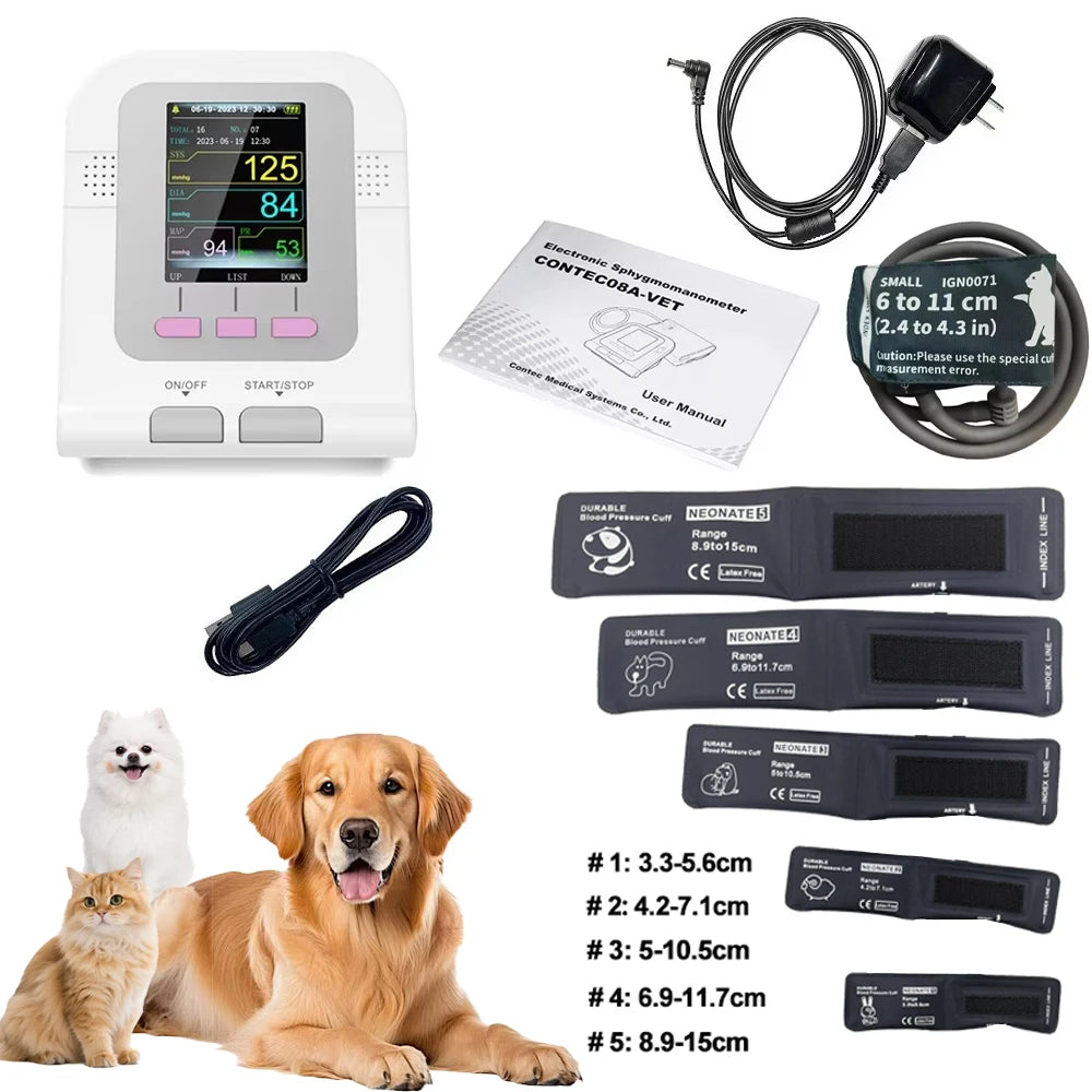 CONTEC08A Vet Use Electronic Sphygmomanometer Digital Blood Pressure Veterinary Vet Use Monitor Pets Dog Cat Horse Etc