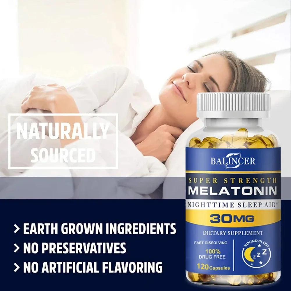Dietary Supplement To Improve Nighttime Sleep Quality and Improve Insomnia, Reduce Waking Time, Boost Immunity, with Melatonin